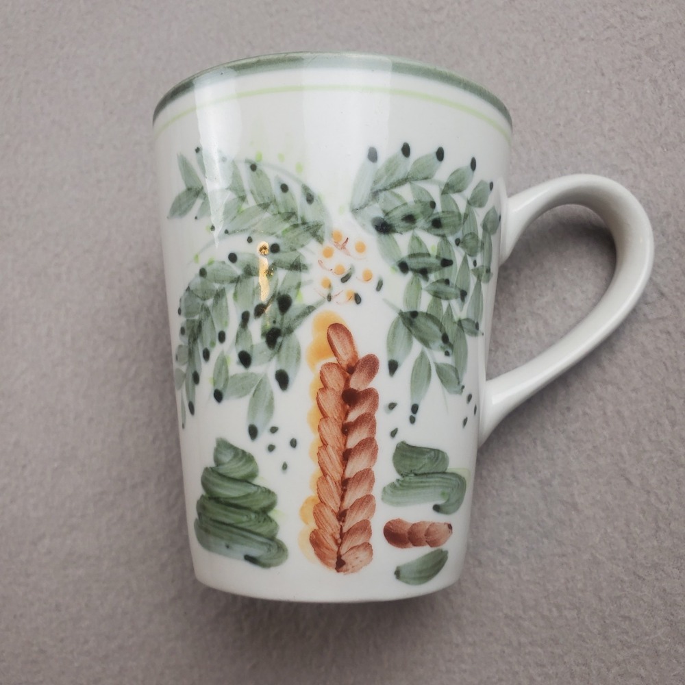 Gibson Hand Painted Palm Tree Coconuts Tropical 12 Ounce Ceramic Mug